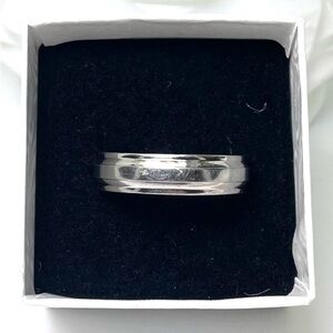 Mens Silver Band Ring Halo